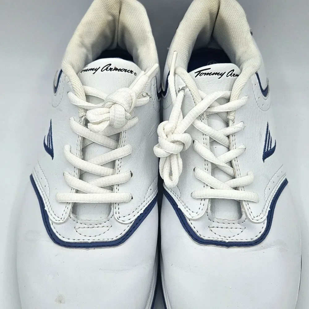 Tommy Armour Women's Golf Shoes White Blue Spikeless US 10 Leather Athletic